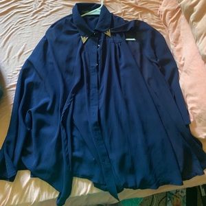 Button Up Blouse with Cape NWOT